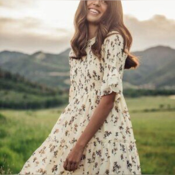 JessaKae Dresses & Skirts - JessaKae Cream Floral Midi Dress